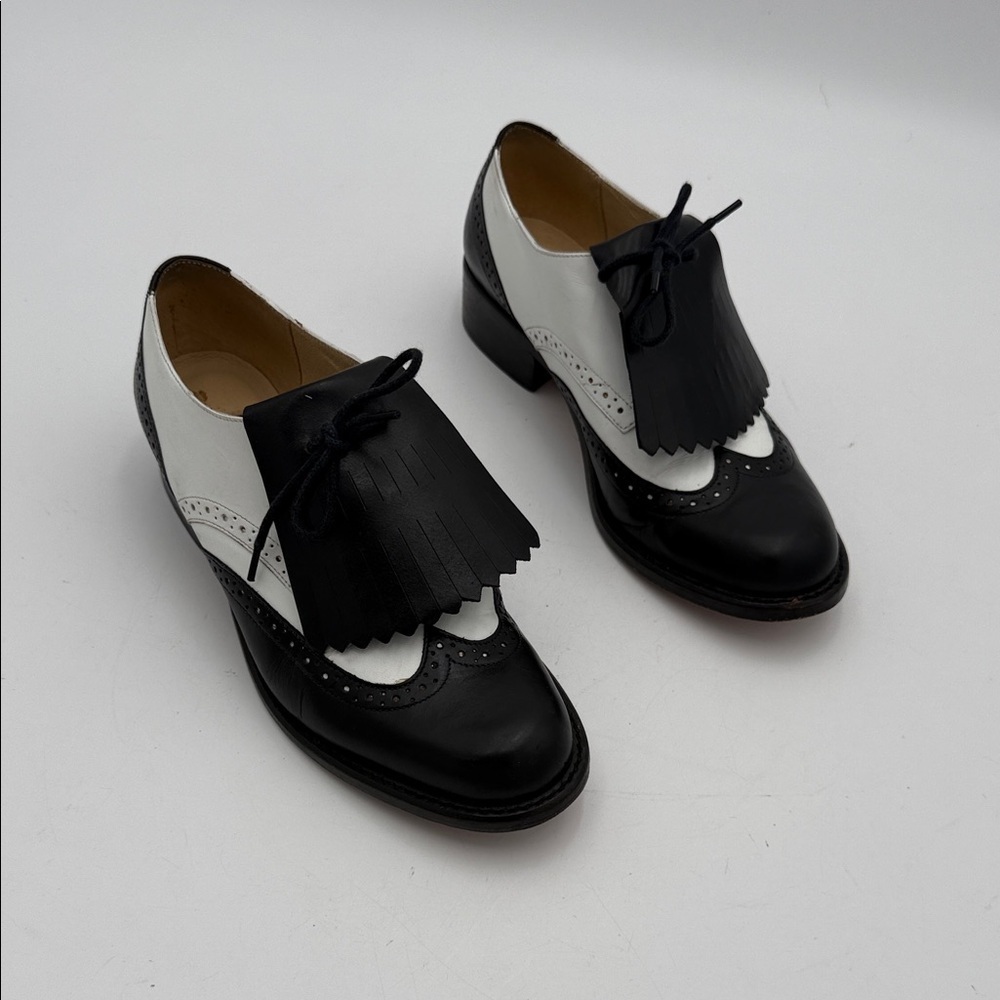 Vintage Kenneth Cole Black White Oxford shoe women 6.5M lace up Y2K goth hype - Picture 3 of 12